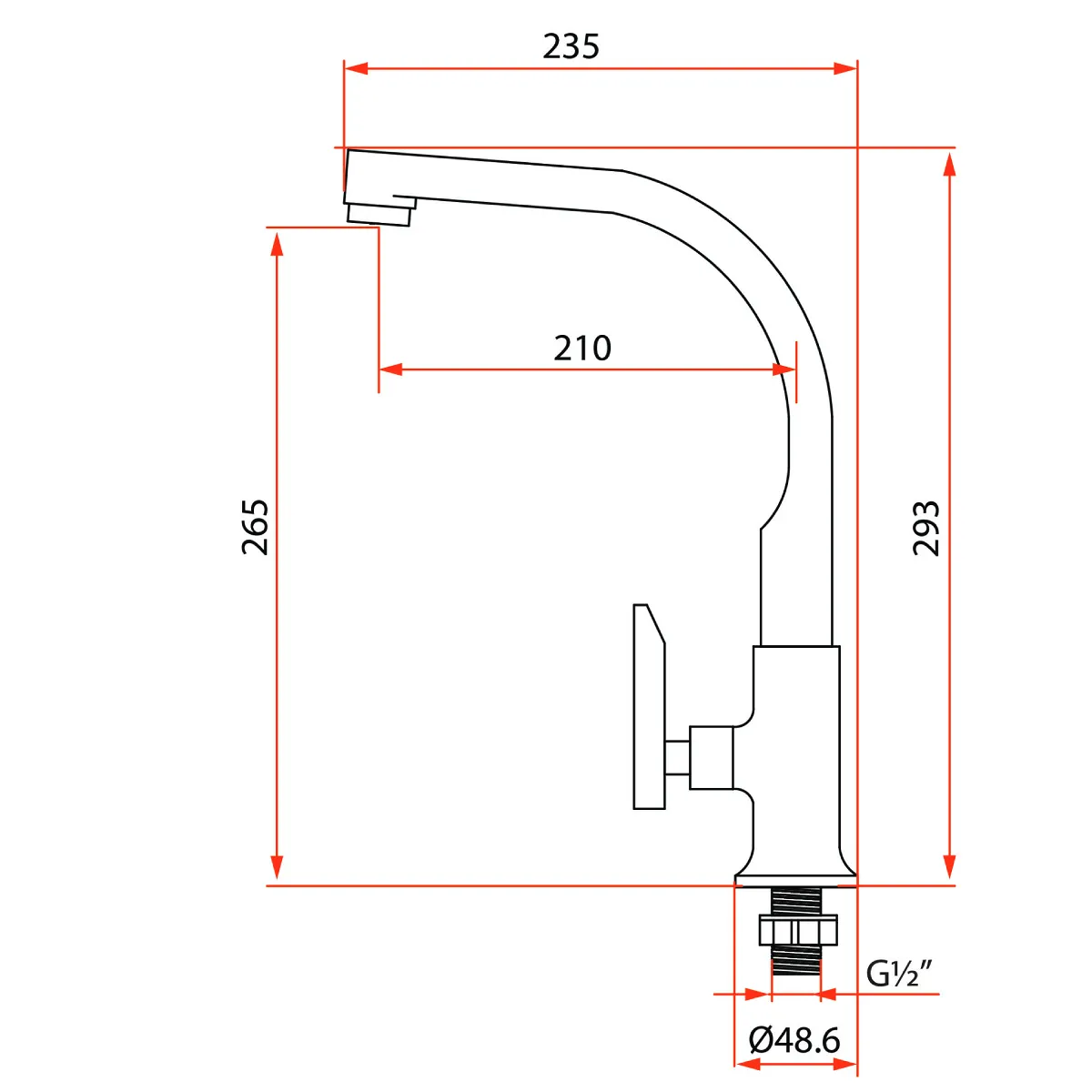 Rubine Fresco K97347 Sink Cold Tap - view 2